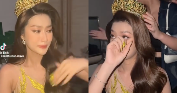 Hoa hậu Thiên Ân gây chấn động khi bật khóc trong hậu trường